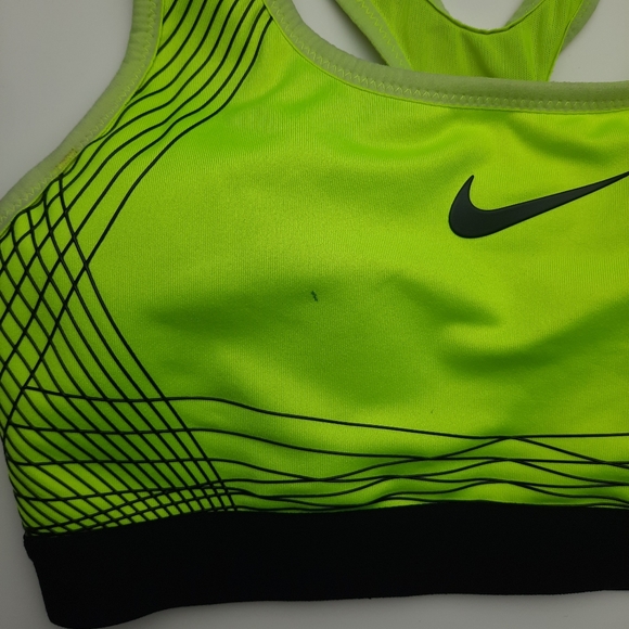 NIKE DRI FIT Neon Yellow Black Sports Bra S - Picture 7 of 9